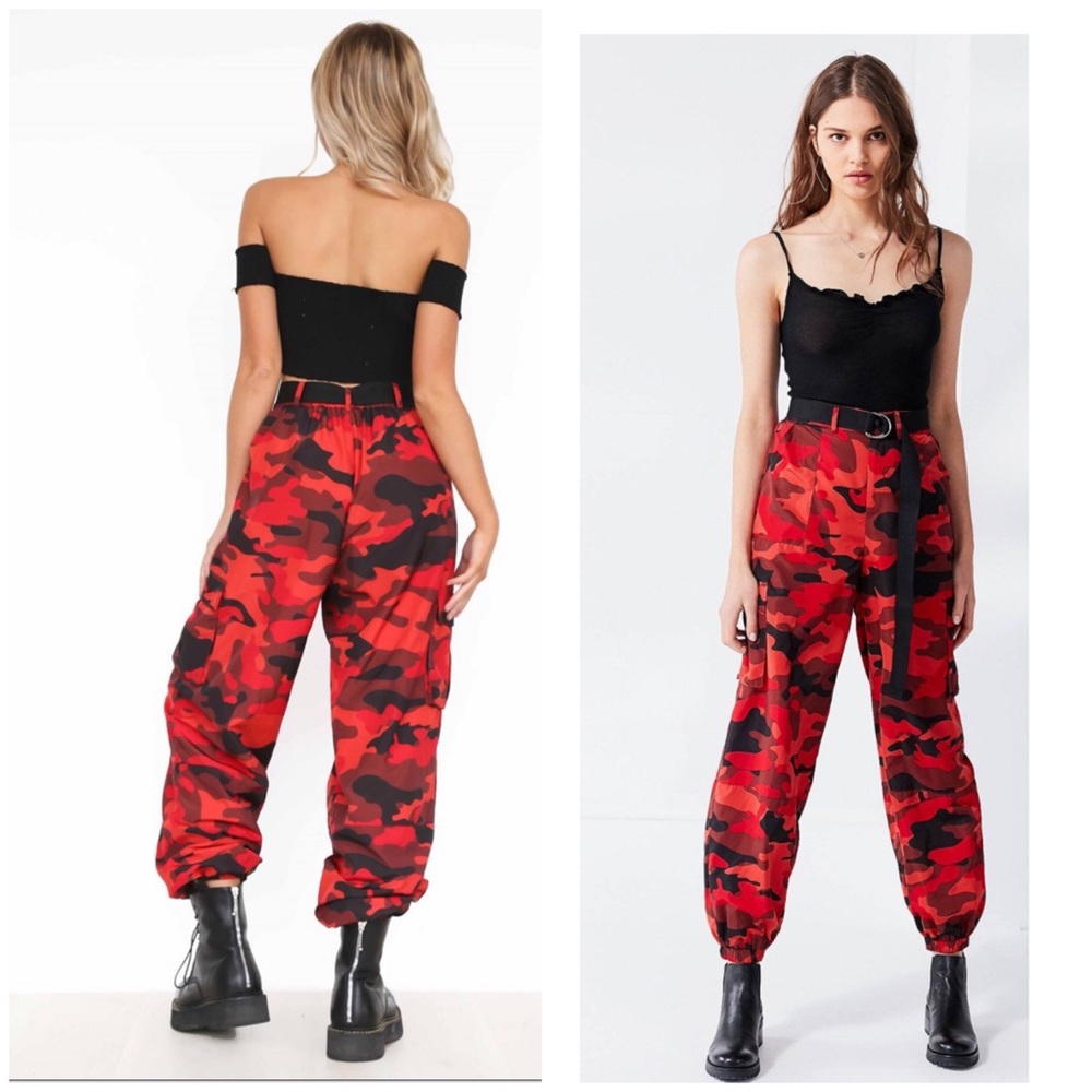 I.AM.GIA Red & Black Camo Cargo Pants